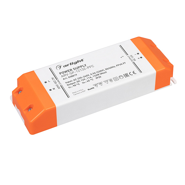 Блок питания ARV-SP-12132-PFC (12V, 11A, 130W) (Arlight, IP20 Пластик, 5 лет) Lednikoff