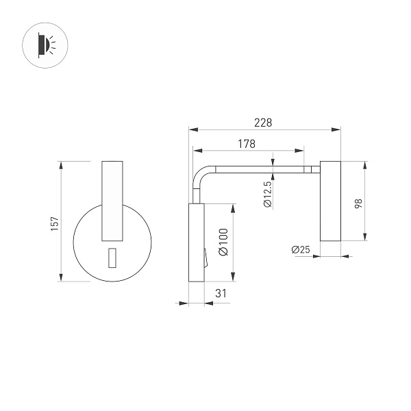Светильник SP-VERDI-LONG-WALL-3W Warm3000 (BK, 20 deg, 230V) (Arlight, IP20 Металл, 3 года) Lednikoff