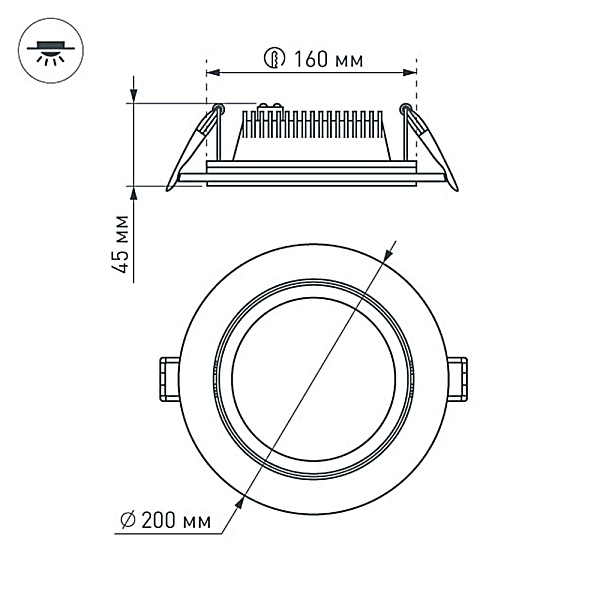 Светодиодная панель LT-R200WH 16W Warm White 120deg (Arlight, IP40 Металл, 3 года) Lednikoff
