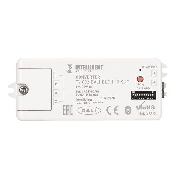 INTELLIGENT ARLIGHT Конвертер TY-802-DALI-BLE-1-10-SUF (230V, 10A, DALI, 0-10V) (IARL, IP20 Пластик, 3 года) Lednikoff