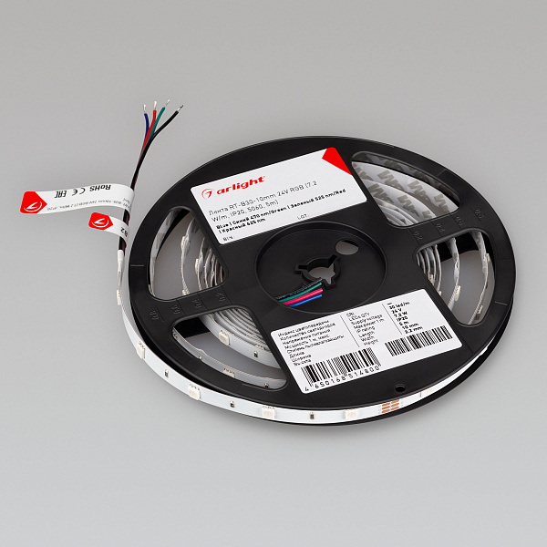 Светодиодная лента RT-B30-10mm 24V RGB (7.2 W/m, IP20, 5060, 5m) (Arlight, Открытый) Lednikoff