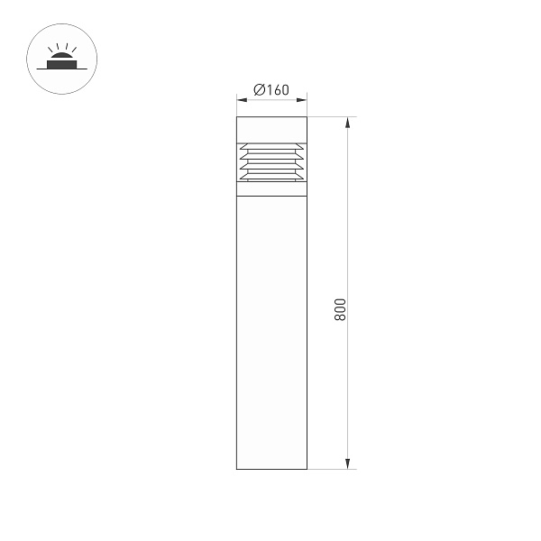 Светильник LGD-FRESNEL-BOLL-H800-20W Warm3500-MIX (GR, 290 deg, 230V) (Arlight, IP65 Металл, 5 лет) Lednikoff