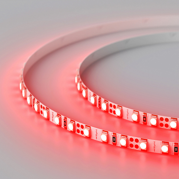 Светодиодная лента RT-A120-5mm 12V Red (9.6 W/m, IP20, 2835, 5m) (Arlight, 9.6 Вт/м, IP20) Lednikoff