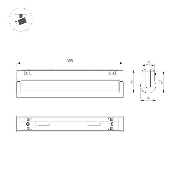 Светильник MAG-VIBE-FLAT-TURN-L305-12W Warm3000 (BK, 110 deg, 48V) (Arlight, IP20 Металл, 5 лет)