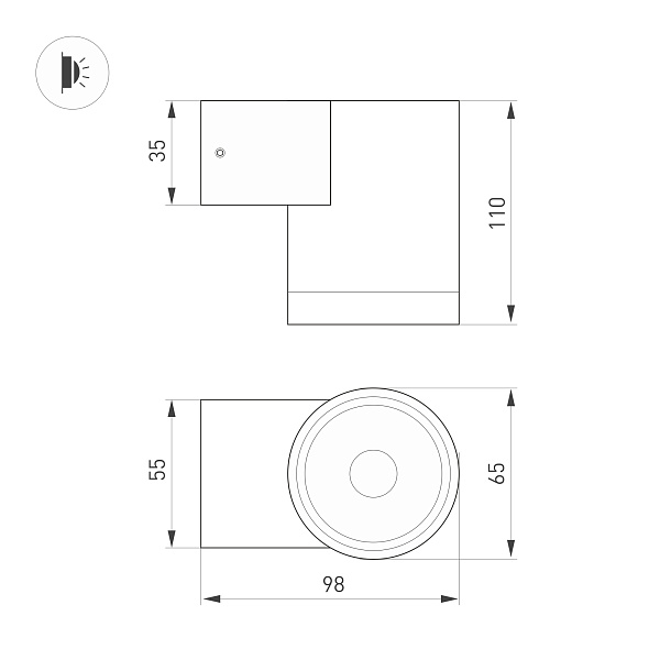 Светильник LGD-RAY-WALL-R65-12W Day4000 (GR, 6 deg, 230V) (Arlight, IP65 Металл, 3 года) Lednikoff