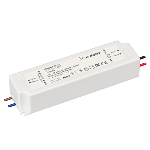 Блок питания ARPV-SP-24075 (24V, 3.1A, 75W) (Arlight, IP67 Пластик, 5 лет) Lednikoff