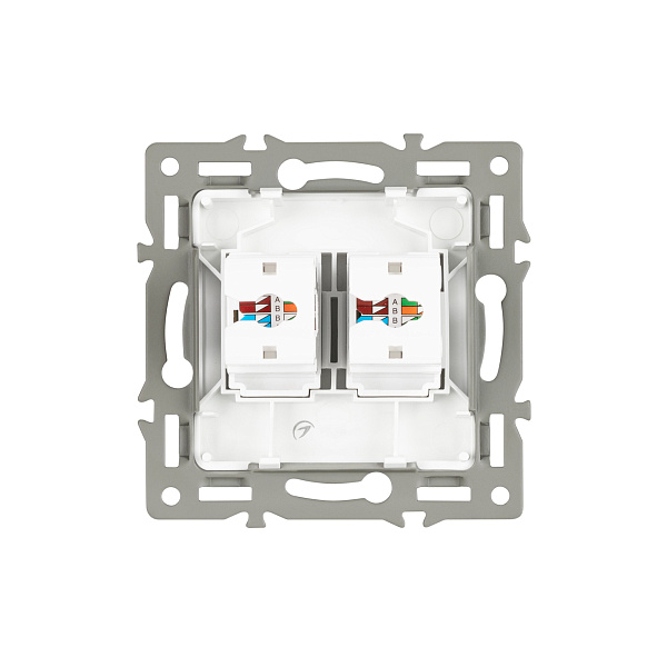 Механизм компьютерной розетки двойной SCT-MPC2-PL-WH (RJ-45, CAT6) (Arlight, -) Lednikoff