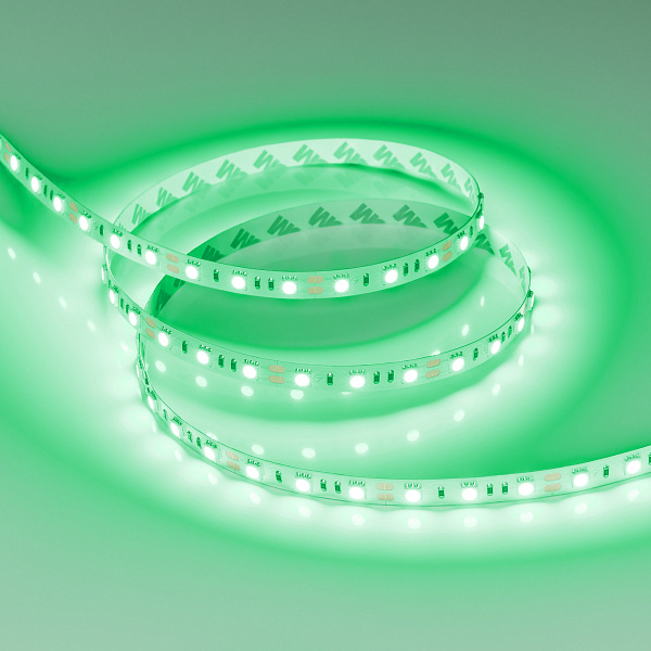 Светодиодная лента RT-B60-10mm 12V Green (14.4 W/m, IP20, 5060, 5m) (Arlight, 14.4 Вт/м, IP20) Lednikoff