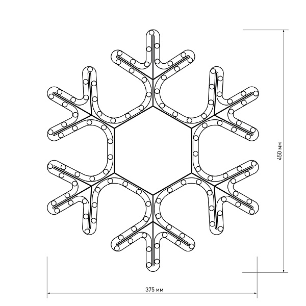 Фигура cветодиодная ARD-SNOWFLAKE-M7-450x375-108LED Warm (230V, 6.5W) (Ardecoled, IP65) Lednikoff