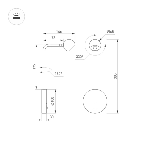 Светильник SP-OTTORI-LONG-WALL-6W Warm3000 (WH, 30 deg, 230V) (Arlight, IP20 Металл, 3 года) Lednikoff