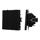 ARL NOBE Выключатель 3 кл софт-тач черный оникс SWT-MK03-SFPL-BK (250V, 10A) (Arlight, -)