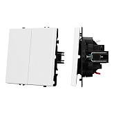 ARL NOBE Выключатель звонковый 2 кл софт-тач белый кварц SWT-MKR2-SFPL-WH (250V, 10A) (Arlight, -)