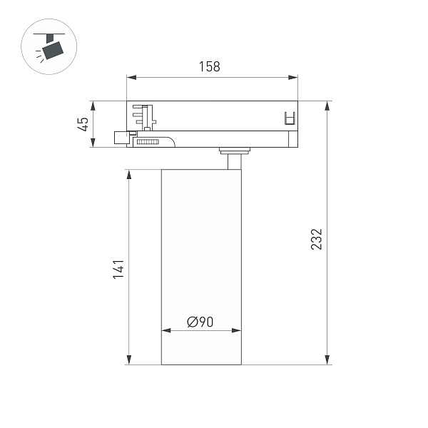 Светильник LGD-GERA-4TR-R90-30W Warm3000 (BK, 36 deg, 230V) (Arlight, IP20 Металл, 5 лет)