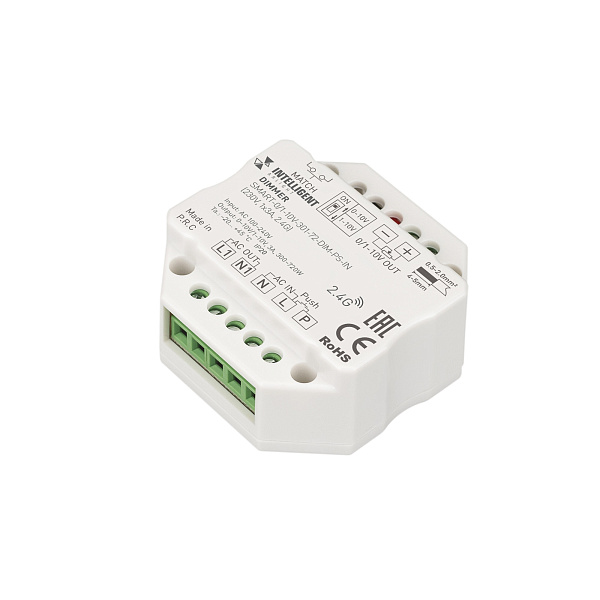 INTELLIGENT ARLIGHT Диммер SMART-0/1-10V-301-72-DIM-PS-IN (230V, 1x3A, 2.4G) (IARL, IP20 Пластик, 5 лет) Lednikoff
