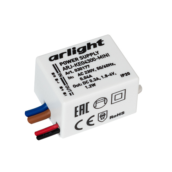 Блок питания ARJ-KE04300-MINI (1.2W, 300mA) (Arlight, IP20 Пластик, 5 лет) Lednikoff