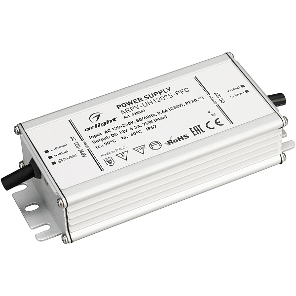 Блок питания ARPV-UH12075-PFC (12V, 6.3A, 75W) (Arlight, IP67 Металл, 7 лет) Lednikoff
