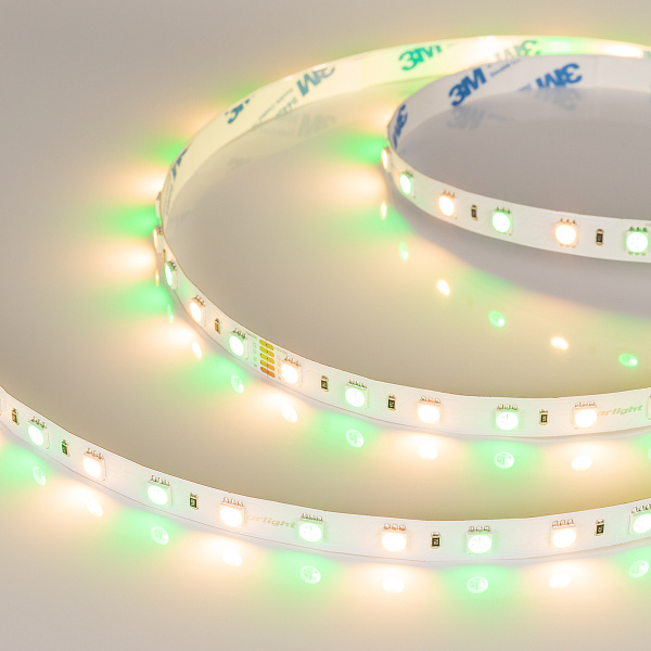 Светодиодная лента RT-B60-10mm 24V RGBW-Warm (14.4 W/m, IP20, 5m) (Arlight, Открытый) Lednikoff