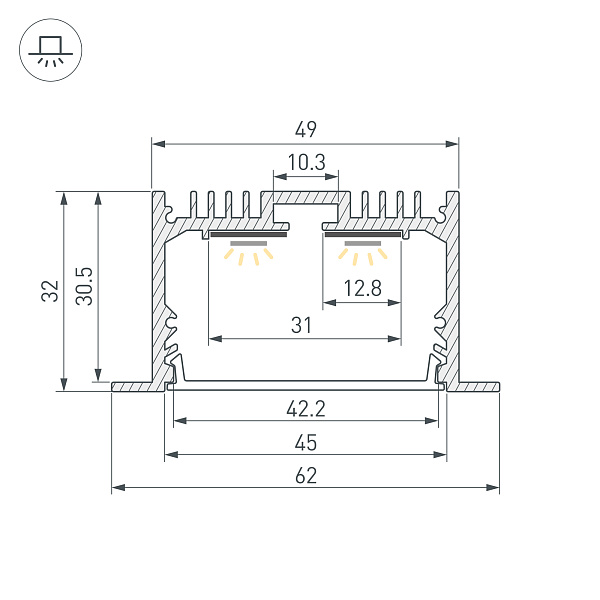 Профиль SL-LINIA62-F-2000 BLACK (BY) (Arlight, Алюминий) Lednikoff