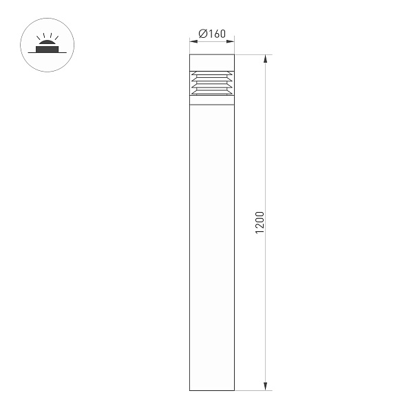 Светильник LGD-FRESNEL-BOLL-H1200-20W Warm3500-MIX (GR, 290 deg, 230V) (Arlight, IP65 Металл, 5 лет) Lednikoff