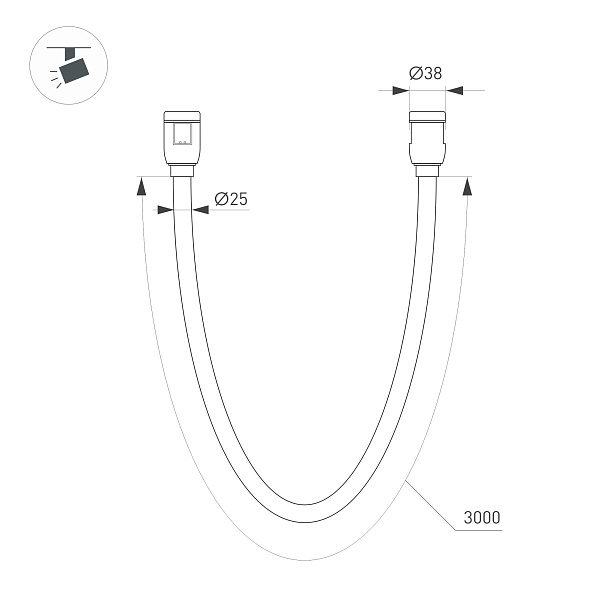 Светильник ART-APRIORI-TUBE-ELASTIC-R38-L3000-36W Warm3000 (GD, 360 deg, 48V) (Arlight, IP20 Металл, (Arlight, IP20 Металл, 3 года)