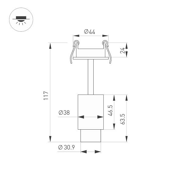 Светильник ART-NEMO-BUILT-ZOOM-R38-5W Warm3000 (BK, 10-55 deg, 24V) (Arlight, IP20 Металл, 5 лет) Lednikoff