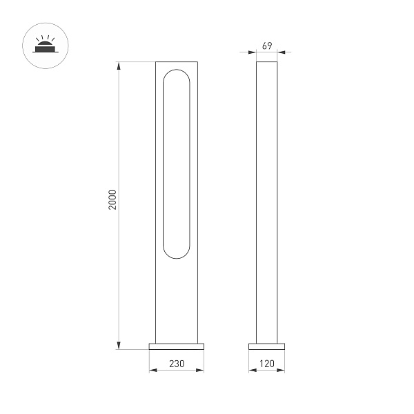 Светильник LGD-MUSE-BOLL-H2000-18W Warm3000 (DG, 328 deg, 230V) (Arlight, IP65 Металл, 3 года) Lednikoff