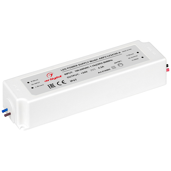 Блок питания ARPV-LV24100-A (24V, 4.2A, 100W) (Arlight, IP67 Пластик, 3 года) Lednikoff