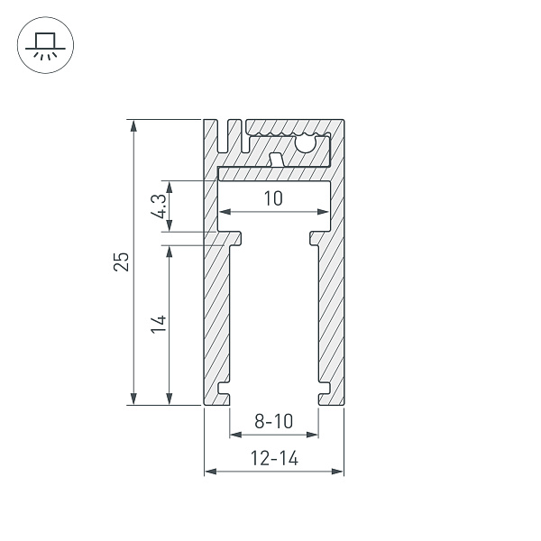 Профиль KLUS-GLASS-810-2000 ANOD (Arlight, Алюминий) Lednikoff