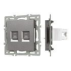 Механизм компьютерной розетки двойной SCT-MPC2-PL-GR (RJ-45, CAT6) (Arlight, -) Lednikoff