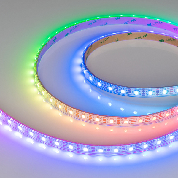 Светодиодная лента герметичная SPI-P-B60-12mm 5V RGB-PX1-BPT (12 W/m, IP66, 5060, 5m) (Arlight, бегущий огонь) Lednikoff