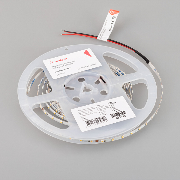 Светодиодная лента RT-A80-5mm 24V Day4000 (5 W/m, IP20, 2835, 5m) (Arlight, Открытый) Lednikoff