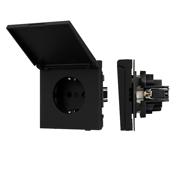 Механизм розетки влагозащищённый SCT-TENDO-MCP-SFPL-BK (230V, 16A) (Arlight, Матовый черный) Lednikoff