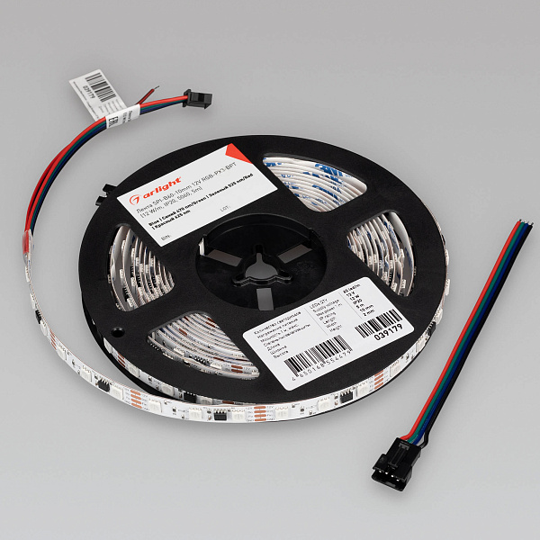 Светодиодная лента SPI-B60-10mm 12V RGB-PX3-BPT (12 W/m, IP20, 5060, 5m) (Arlight, бегущий огонь) Lednikoff