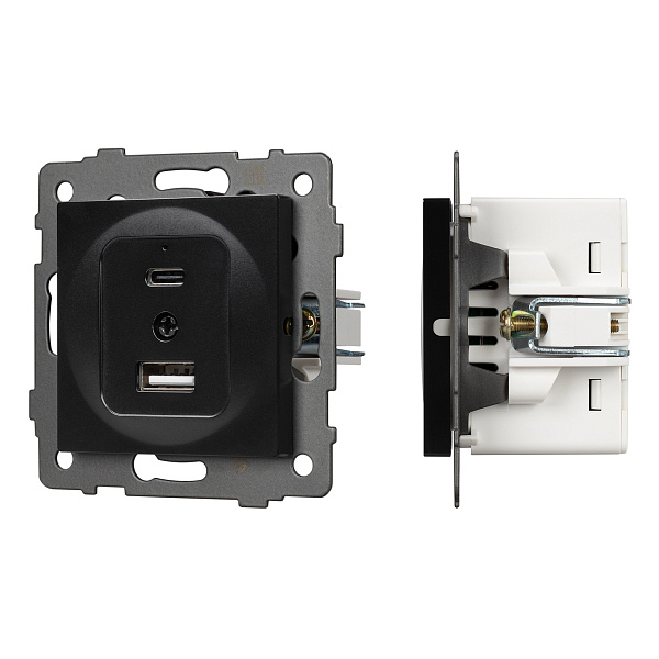 Механизм USB розетки SCT-MUAC-PL-BK-V (5V, 3A, QC4) (Arlight, -) Lednikoff