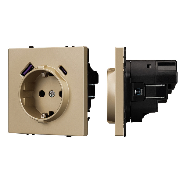 Механизм розетки с USB зарядкой SCT-NOBE-MUAC-SFPL-GD (230V, 16A) (Arlight, Золотой песок) Lednikoff