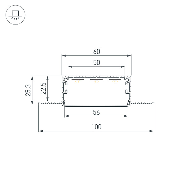 Профиль LINIA60-FANTOM-3000 ANOD (Arlight, Алюминий) Lednikoff