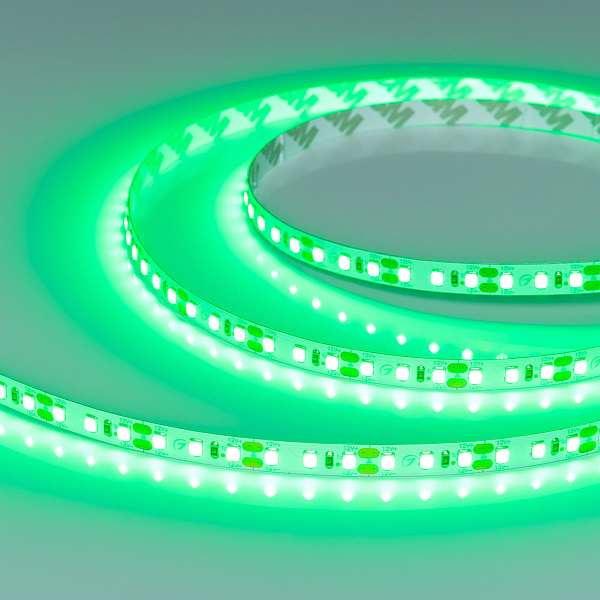 Светодиодная лента RT-A120-8mm 12V Green (9.6 W/m, IP20, 2835, 5m) (Arlight, Открытый) Lednikoff