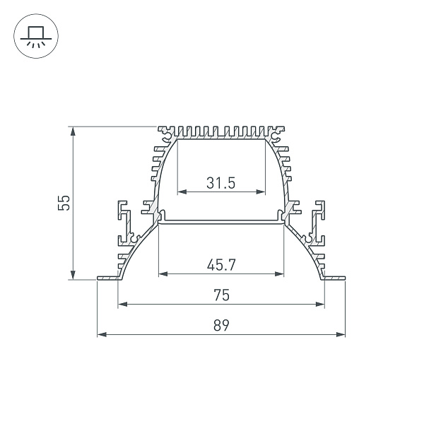 Профиль ARH-POWER-W90-F-COMFORT-2000 ANOD (Arlight, Алюминий) Lednikoff