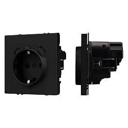 ARL NOBE Розетка зк со шторками с USB тип C+С софт-тач черный оникс SCT-MUCC-SFPL-BK (250V, 16A) (Arlight, -)