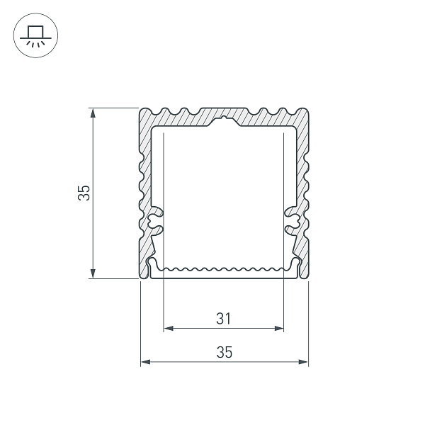 Профиль с экраном ALU-POWER-W35S-2000 ANOD+FROST (Arlight, Алюминий) Lednikoff
