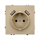ARL NOBE Розетка зк со шторками с USB тип А+А софт-тач золотой песок SCT-MUAA-SFPL-GD (250V, 16A) (Arlight, -) Lednikoff