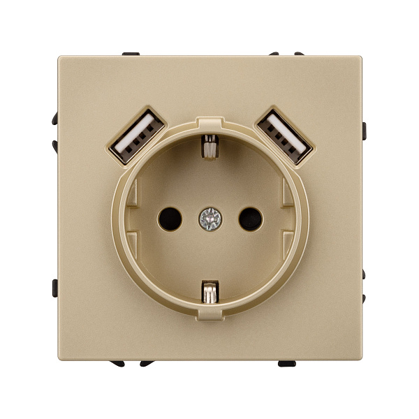 ARL NOBE Розетка зк со шторками с USB тип А+А софт-тач золотой песок SCT-MUAA-SFPL-GD (250V, 16A) (Arlight, -) Lednikoff