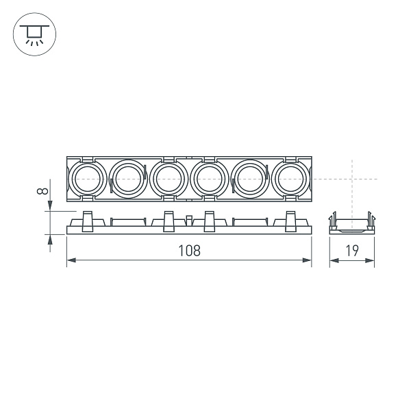 Экран линзованный SL-LINE-W20-55deg-540 (Arlight, Пластик) Lednikoff