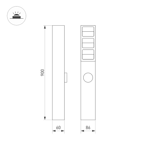 Светильник LGD-TILLIS-BOLL-SOCKET-H900-12W Warm3000 (GR, 92 deg, 230V) (Arlight, IP54 Металл, 3 года) Lednikoff