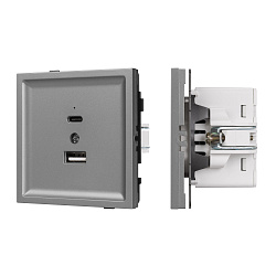 Механизм USB розетки SCT-TENDO-MUAC-PL-GR (5V, 3A, QC3) (Arlight, Графитовый)