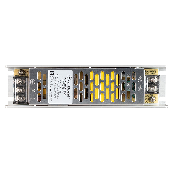 Блок питания HTS-60L-24 (24V, 2.5A, 60W) (Arlight, IP20 Сетка, 3 года) Lednikoff