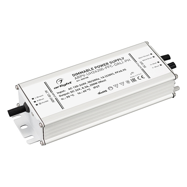 Блок питания ARPV-UH24200-PFC-DALI-PH (24V, 8.3A, 200W) (Arlight, IP67 Металл, 7 лет) Lednikoff