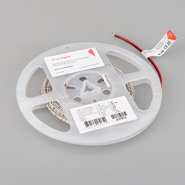 Светодиодная лента MICROLED-M182-4mm 24V Warm3000 (10 W/m, IP20, 2216, 5m) (Arlight, узкая) Lednikoff