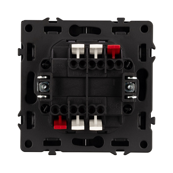 Механизм выключателя двухклавишный проходной SWT-NOBE-MKP2-SFPL-BK (230V, 10A) (Arlight, Черный оникс) Lednikoff