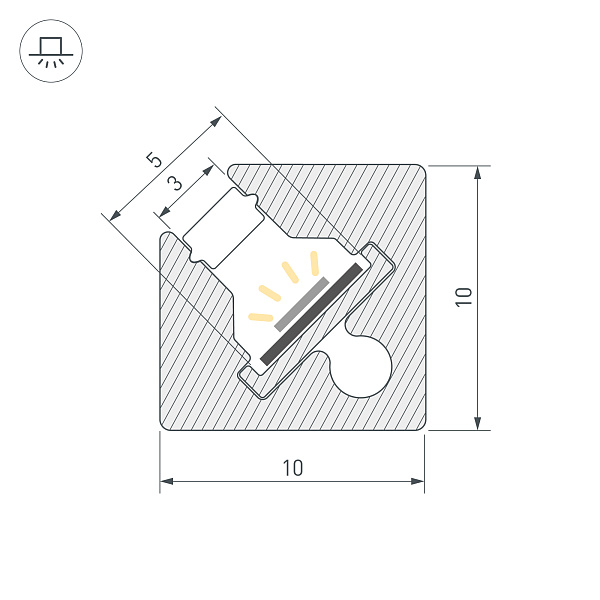 Профиль c экраном SL-KANT-H10-SQUARE-2000 CHAMPAGNE GOLD (Arlight, Алюминий+пластик) Lednikoff